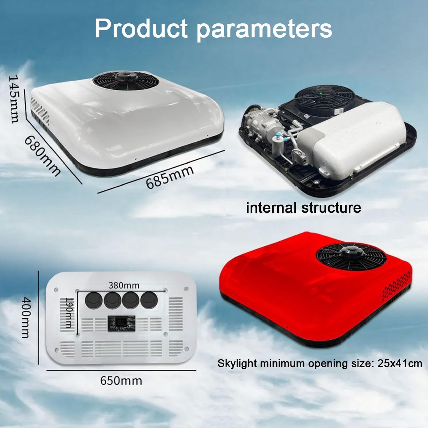  Climatiseur Portable 12V/24V Pour Camping-Car Et Caravane Système De Refroidissement Électrique Écoénergétique, Installation Facile,Faible Bruit Clim Mobile Pour Véhicules Récréatifs 24V