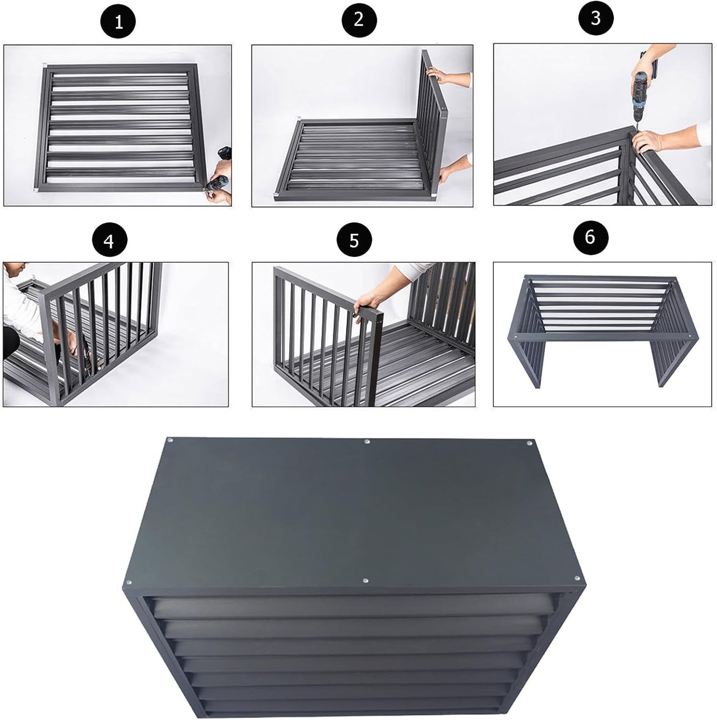 GENERIC Clôture De Confidentialité Pour Climatiseur Extérieur - Étanche Et Anti-poussière - Housse De Protection Robuste Et Grilles En Aluminium Pour Systèmes CVC