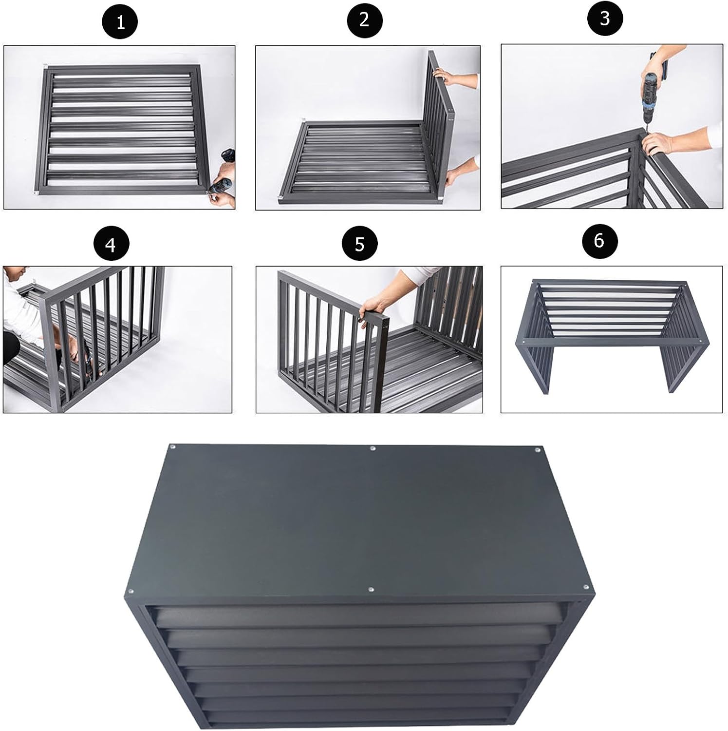GENERIC Clôture De Confidentialité Pour Climatiseur Extérieur - Étanche Et Anti-poussière - Housse De Protection Robuste Et Grilles En Aluminium Pour Systèmes CVC