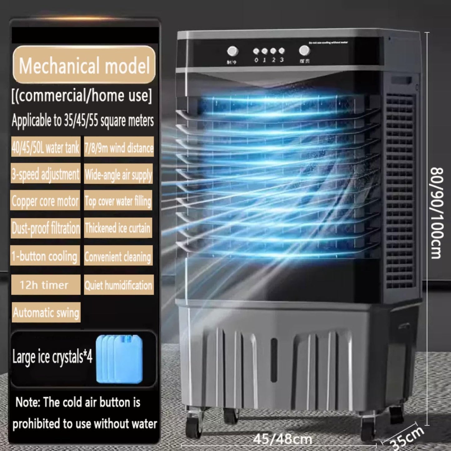 GENERIC Climatiseur Mobile Portable Refroidisseur Par évaporation Avec Grand Réservoir Télécommande 3 Vitesses Orientable 120° Minuterie 1-12h Silencieux Ventilateur Refroidisseur D'air Pour Maison