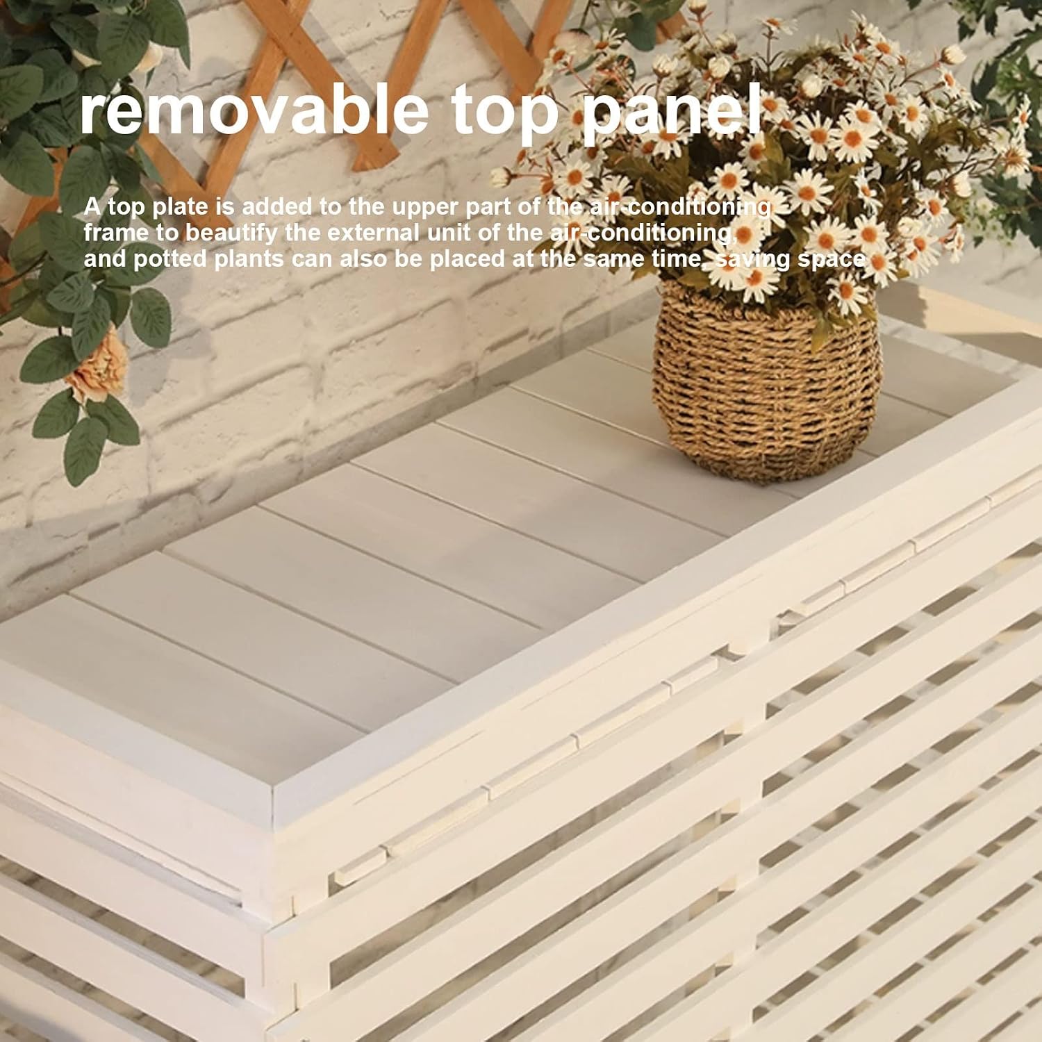  Housse De Protection En Bois Pour Climatiseur D'extérieur – Clôture De Protection élégante Et Résistante Aux Intempéries, Idéale Pour Cacher Les Unités De Climatisation, Parfaite Pour La Décoration De