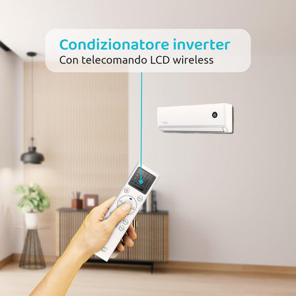  ALASTOR 9 Climatiseur Inverseur 9000 BTU Avec Pompe à Chaleur, Gaz R32, Classe A++/A+, Télécommande LCD Sans Fil, écran LCD, Filtres Lavables, Minuterie Programmable