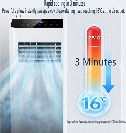  Climatiseur Portable Silencieux Smart AC Refroidit Jusqu'à 300 Sq.Ft. Avec Ventilateur Et Déshumidificateur, Affichage LED, Télécommande, Minuterie 24H, Kit De Fenêtre Pour Chambre à Coucher