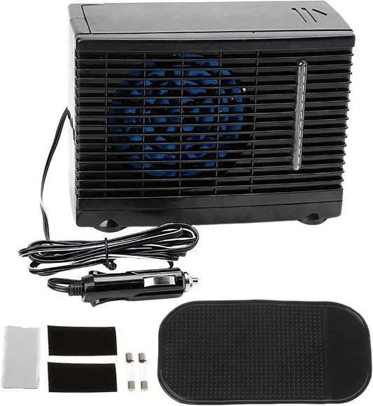  Ventilateur De Climatisation Portable Pour Voiture - Ventilateur Climatiseur Pour Véhicule - Rafraîchisseur D'Air Évaporatif 12V Pour Camion Camping-Car Voyage Sous-Sol Chambre Garage