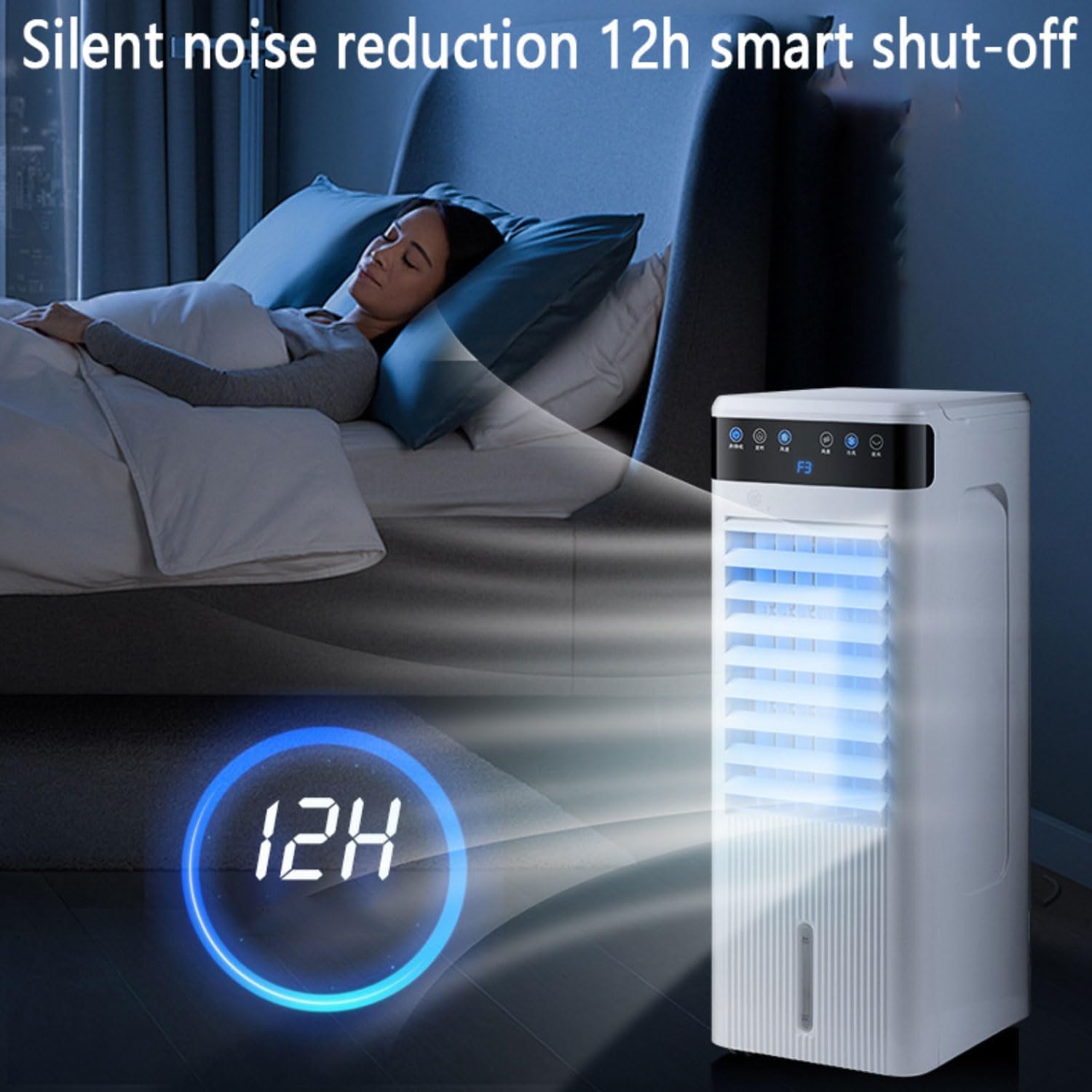 GENERIC Ventilateur De Support Refroidi à L'eau Avec Réservoir 4L, Oscillation Silencieuse Et Refroidisseur à évaporation Timer. Pour La Maison Et Le Bureau. Refroidissement Silencieux Par Double Contrôle Et