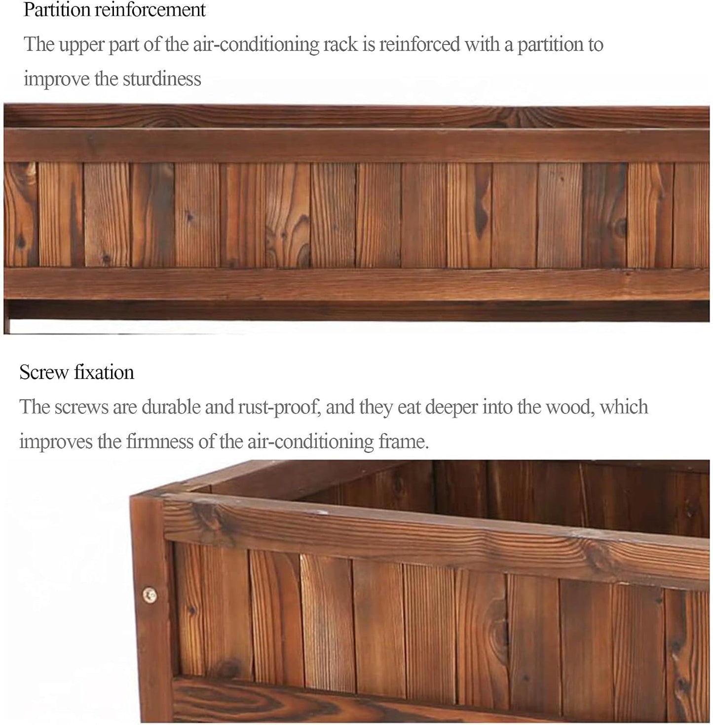 GENERIC Housse En Bois Pour Climatiseur Extérieur, Support à Persiennes En Bois Massif Et Support De Fleurs – Extérieur Du Climatiseur – Ion élégant Pour Unités De Climatisation – 111 Cm