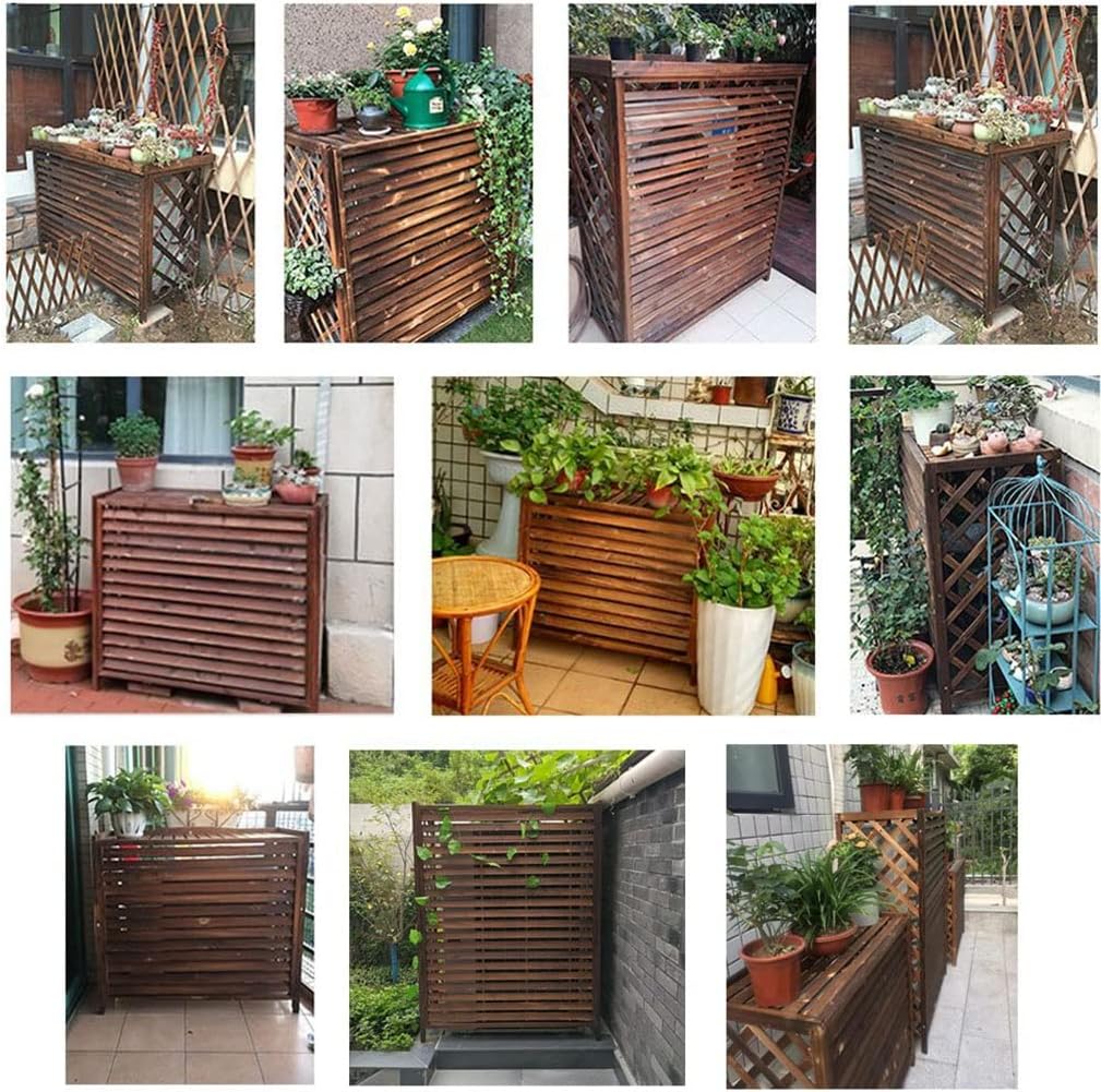  Housse De Protection En Bois Massif Pour Climatiseur D'extérieur Et Support De Fleurs Pour Balcon - Résistant Aux Intempéries Et à La Corrosion - 85 X 35 X 75 Cm