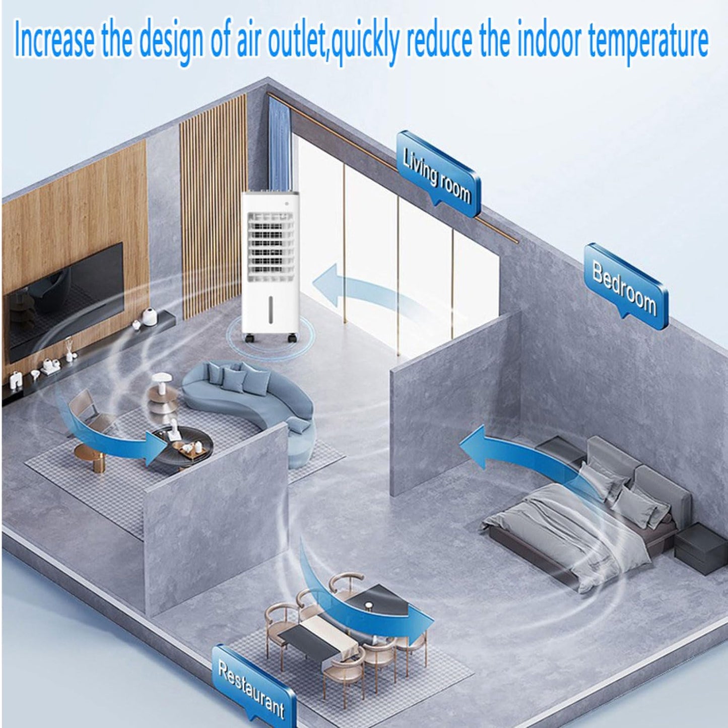 GENERIC 3-en-1 Unité De Climatisation Portable Refroidisseur De Climatisation à Air Alternatif Sur Roues Avec Ventilateur De Refroidissement Et Humidificateur 8H Minuterie 3 Vitesses 90° Refroidisseur D'air é
