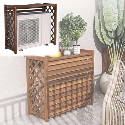  FJAUOQ Cache Climatiseur Extérieur Pour Pompe À Chaleur Couverture De Climatiseur Bois Massif Extérieur Housse Extérieure De Climatiseur Protection Support De Fleur Climatiseur En Bois