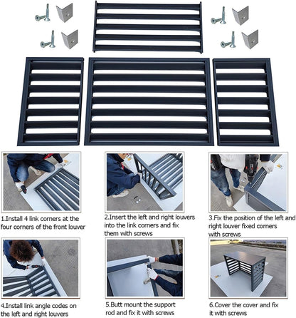 GENERIC Écran De Protection En Aluminium Pour Climatiseur Extérieur - Clôture élégante Pour Climatiseur - Protection Pour Pompe à Chaleur - Design Résistant Aux Intempéries