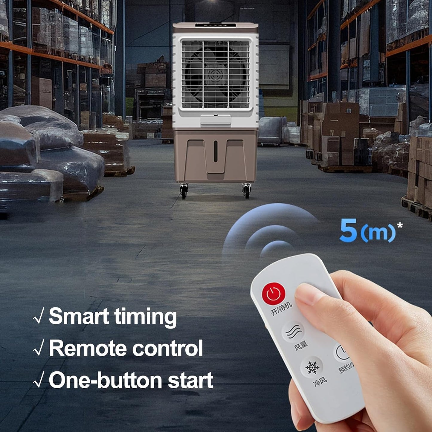  Climatiseur Mobile Sans évacuation, Rafraichisseur D'air Réservoir De 50 L, Télécommande, Oscillation à 120°, 3 Vitesses