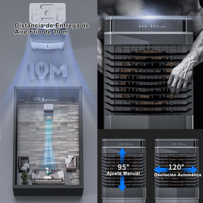 GENERIC Refroidisseur D'air Portable Avec 3 Vitesses, 12H Minuterie, Oscillation Et Humidification à 120 °.Présente Un Grand Réservoir D'eau Pour La Chambre à Coucher, Le Refroidissement Et La Ventilation Du