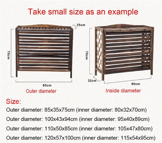 GENERIC Housse De Climatiseur En Bois Massif Et écran De Protection Pour Pompe à Chaleur – Support De Fleurs Décoratif Et Grille De Protection, Volet En Bois, Coque De Poubelle (100 X 43 X 94 Cm)