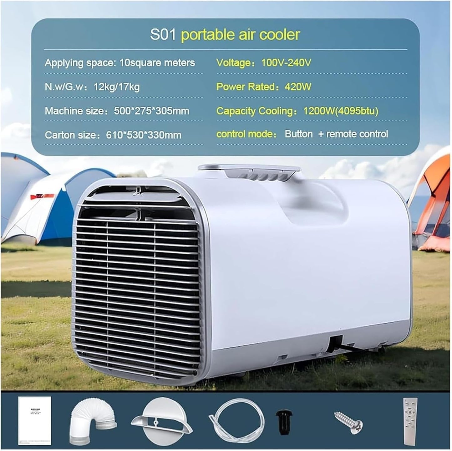  Climatiseur Portable, Déshumidificateur De Climatiseur De Refroidissement Rapide, 5100BTU Ac 600W, Consommation D’énergie, Mini Climatiseur Portable Pour Tente, Camping-car, Voiture
