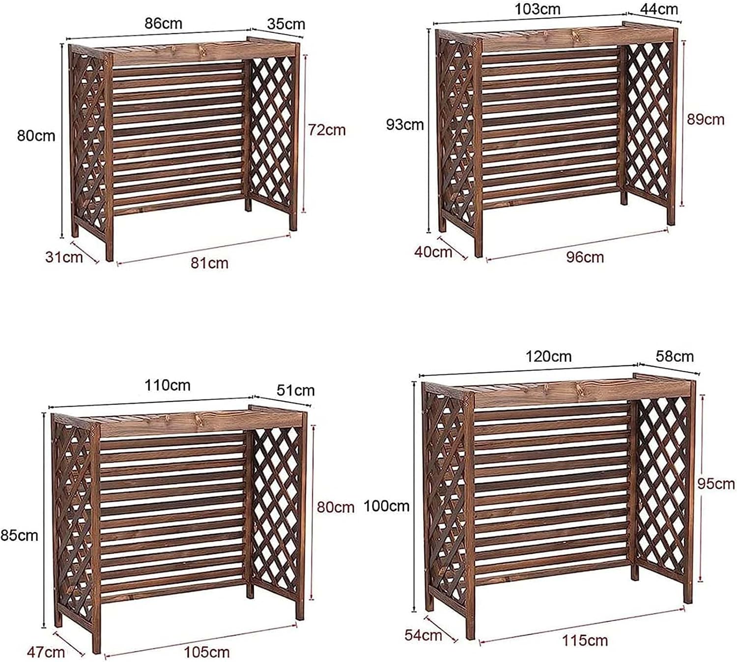  FJAUOQ Cache Climatiseur Extérieur Pour Pompe À Chaleur Couverture De Climatiseur Bois Massif Extérieur Housse Extérieure De Climatiseur Protection Support De Fleur Climatiseur En Bois
