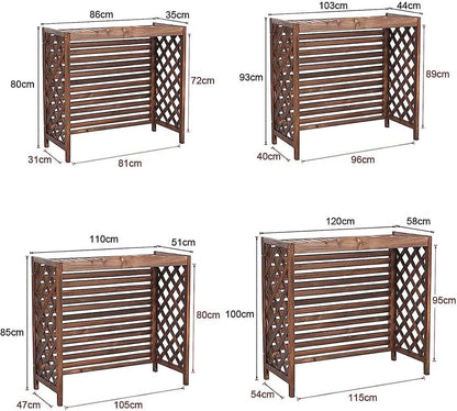  FJAUOQ Cache Climatiseur Extérieur Pour Pompe À Chaleur Couverture De Climatiseur Bois Massif Extérieur Housse Extérieure De Climatiseur Protection Support De Fleur Climatiseur En Bois