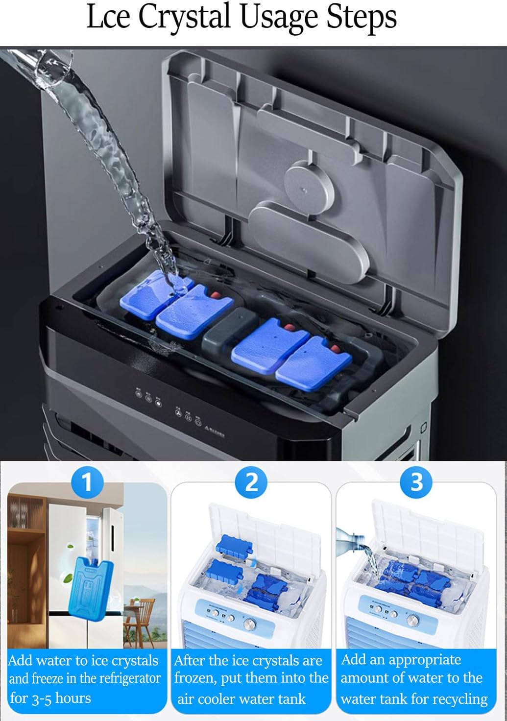 GENERIC Refroidisseur D'air Portable Avec 3 Vitesses, 12H Minuterie, Oscillation Et Humidification à 120 °.Présente Un Grand Réservoir D'eau Pour La Chambre à Coucher, Le Refroidissement Et La Ventilation Du
