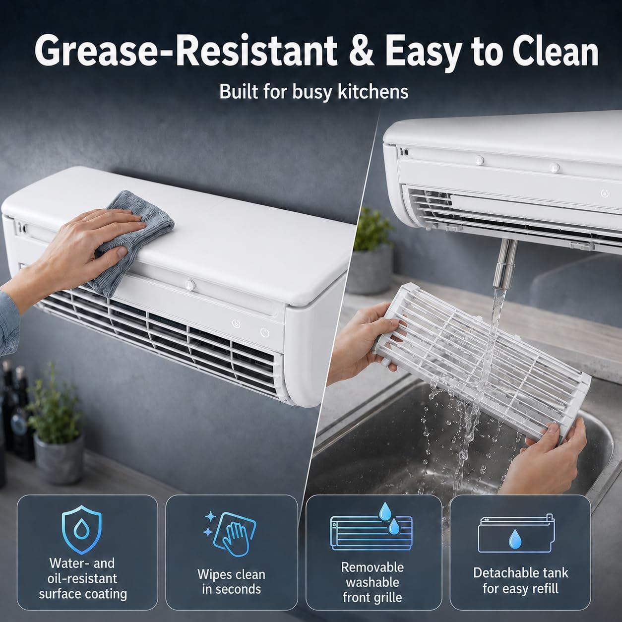  Mini-climatiseur, Climatiseur Mural Portable Sans Fil Avec Télécommande, Ventilateur De Refroidissement Mural Sans Perçage, 3 Vitesses Pour Petits Espaces,Blanc