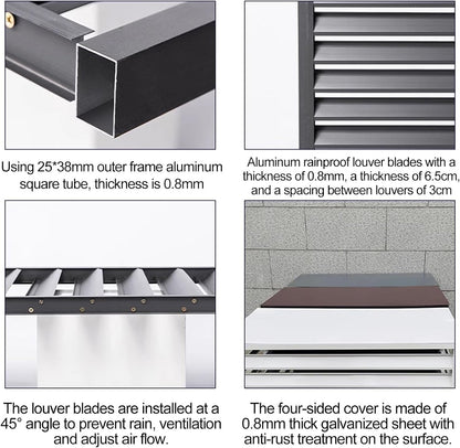 GENERIC Housse Réglable Pour Climatiseur Extérieur – Stores Divisés En Aluminium Résistant Aux Intempéries Et Bouclier De Pompe à Chaleur, Couleur élégante Pour Dissimuler L'unité AC, Clôture Durable Et