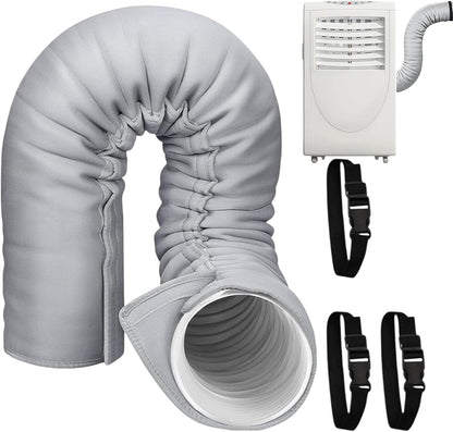  Housse Pour Tuyau De Climatiseur Portable, Housse Isolante 3 Sangles | Bande Calorifuge Pour Tuyau Climatiseur Ajustables Pour Tuyaux D'échappement De 5" 5,9" De Diamètre, Hiver Intérieur Garage