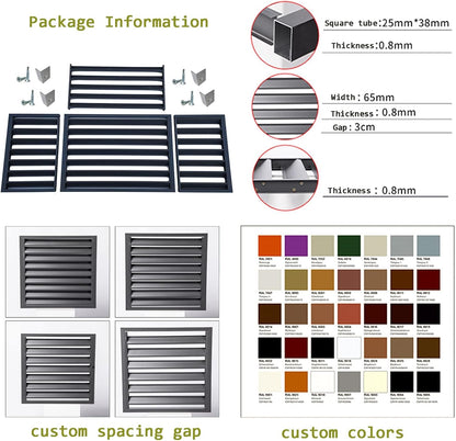 GENERIC Couvercle De Climatiseur Extérieur – Écran De Clôture En Alliage D'aluminium Et Volets De Support De Plantes En Métal Design Anti-corrosion Pour Unité Extérieure Noir Taille 1.5P : L1