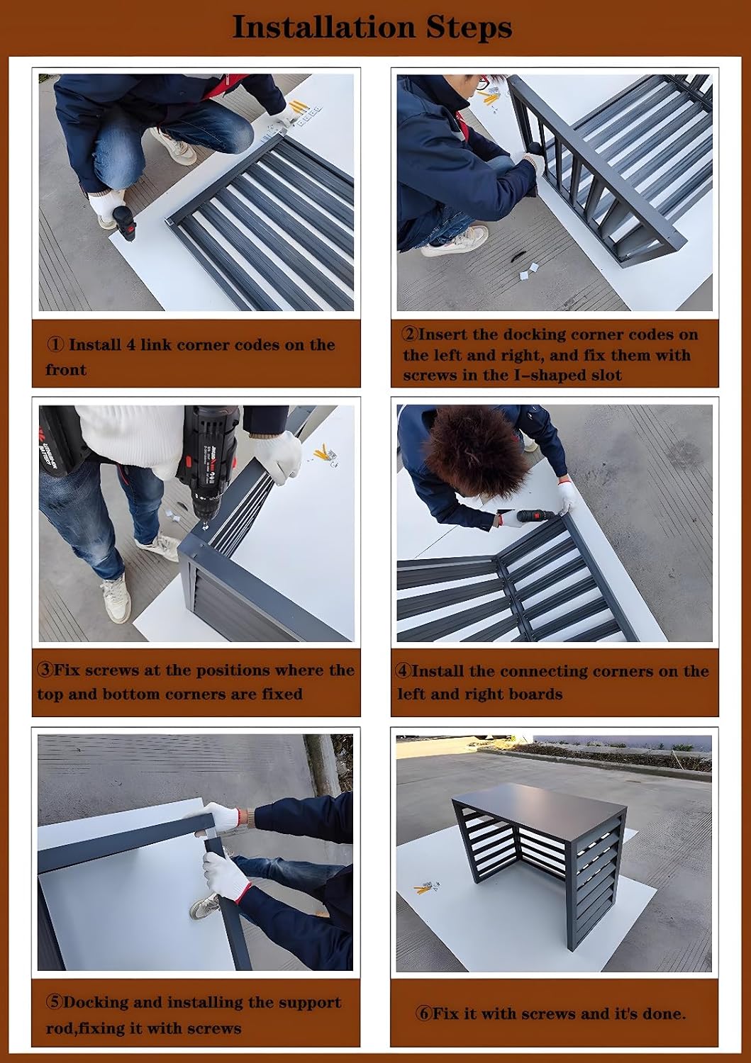 GENERIC Housse De Climatiseur D'extérieur En Aluminium – Clôture Autoportante à Persiennes Antirouille Résistante Aux Intempéries Design élégant Installation Et Entretien Faciles Pour Unités AC