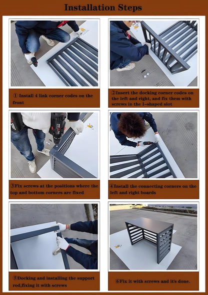 GENERIC Housse De Climatiseur D'extérieur En Aluminium – Antirouille Avec Persiennes – Design Autonome Pour Protéger Contre La Déformation, Idéale Pour Les Patios Et Les Cours.