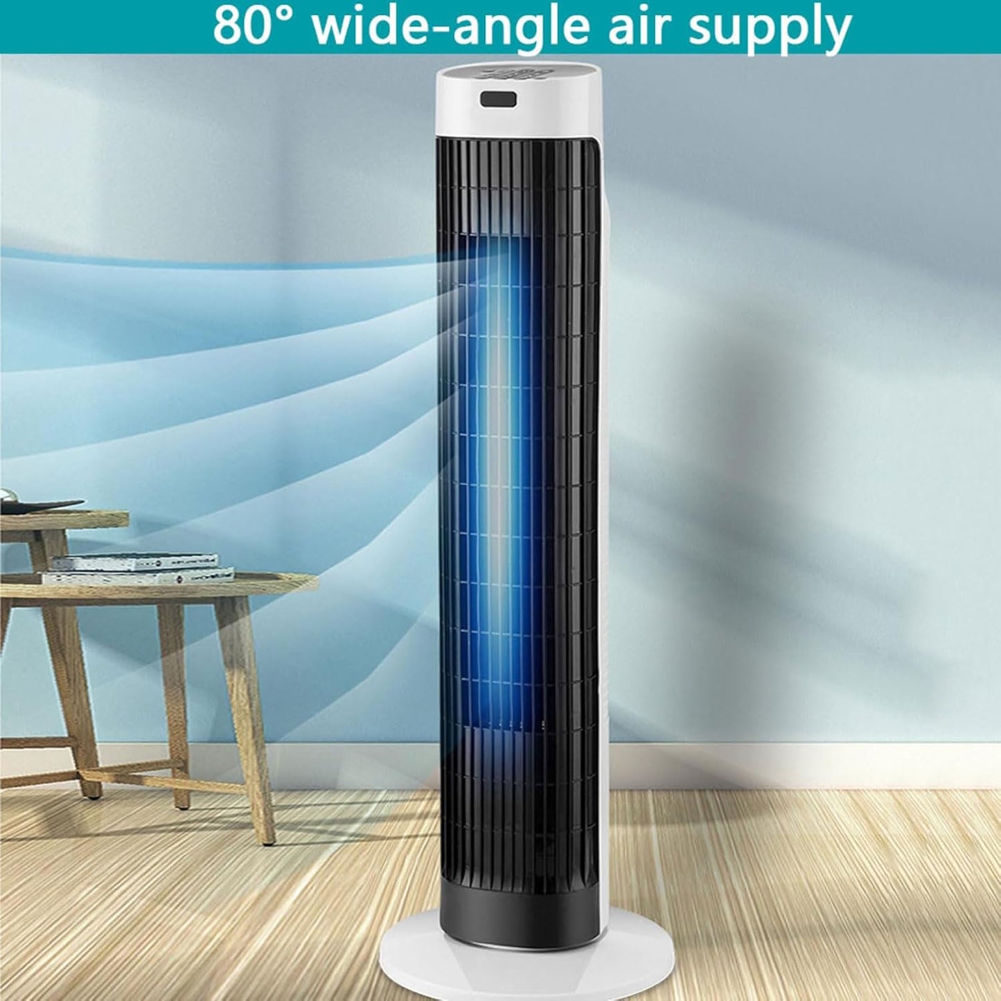 GENERIC Refroidisseur D'air Sans Lame De Ventilateur De Tour Avec Télécommande, 80 Oscillation, 7H Minuterie, Unité De Refroidissement Par évaporation Portable Silencieuse Pour Bureau De Chambre à Coucher, éc