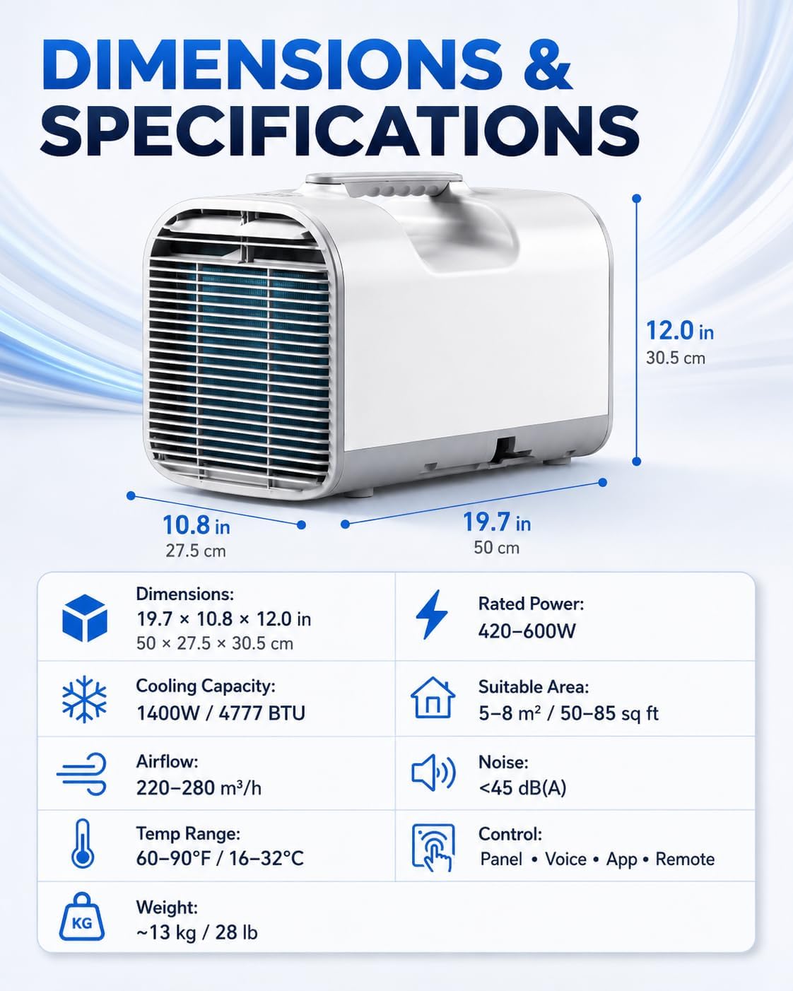  4777 BTU Unité De Climatisation Portable, Refroidisseur Extérieur 4 En 1 Avec Déshumidificateur Et Ventilateur.Système D'auto-Évaporation, Télécommande.Design Ultra-Calme Pour Le Camping, Les VR, Les
