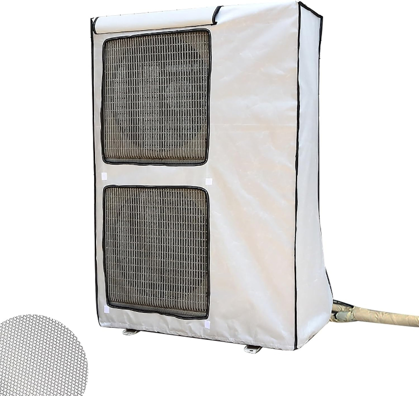  Cache Climatiseur Exterieur Housse De Protection Pour Climatiseur Central Extérieur, Double Couche Épaisse Fenêtre, Caisson Anti Bruit Pompe à Chaleur, Toutes Saisons(White,L 100cm X H 145cm X D 42cm)