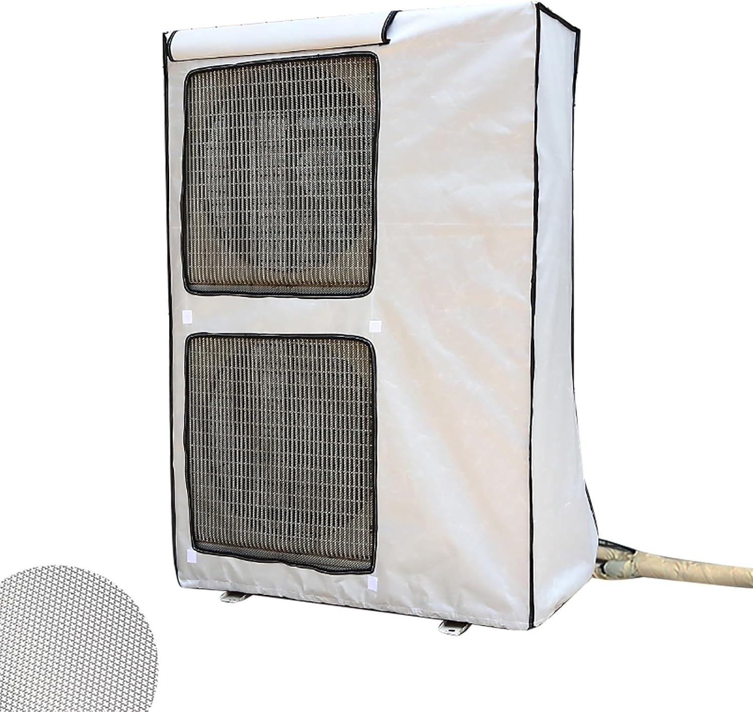  Cache Climatiseur Exterieur Housse De Protection Pour Climatiseur Central Extérieur, Double Couche Épaisse Fenêtre, Caisson Anti Bruit Pompe à Chaleur, Toutes Saisons(White,L 100cm X H 145cm X D 42cm)