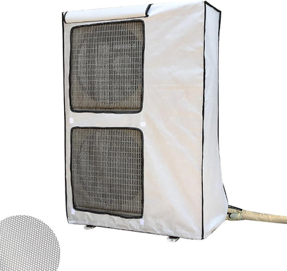  Cache Climatiseur Exterieur Housse De Protection Pour Climatiseur Central Extérieur, Double Couche Épaisse Fenêtre, Caisson Anti Bruit Pompe à Chaleur, Toutes Saisons(White,L 100cm X H 145cm X D 42cm)