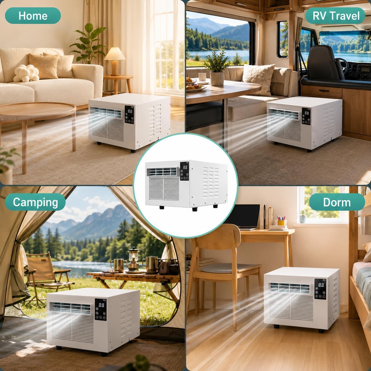 GENERIC Whisper Calme Portable AC 1876 BTU, Climatiseur Compact Déshumidificateur Pour 5 Sqm Dortoirs, Déplacement Facile Avec Roulettes, Unité De Refroidissement à Faible Puissance Pour Cuisine De Chambre, P