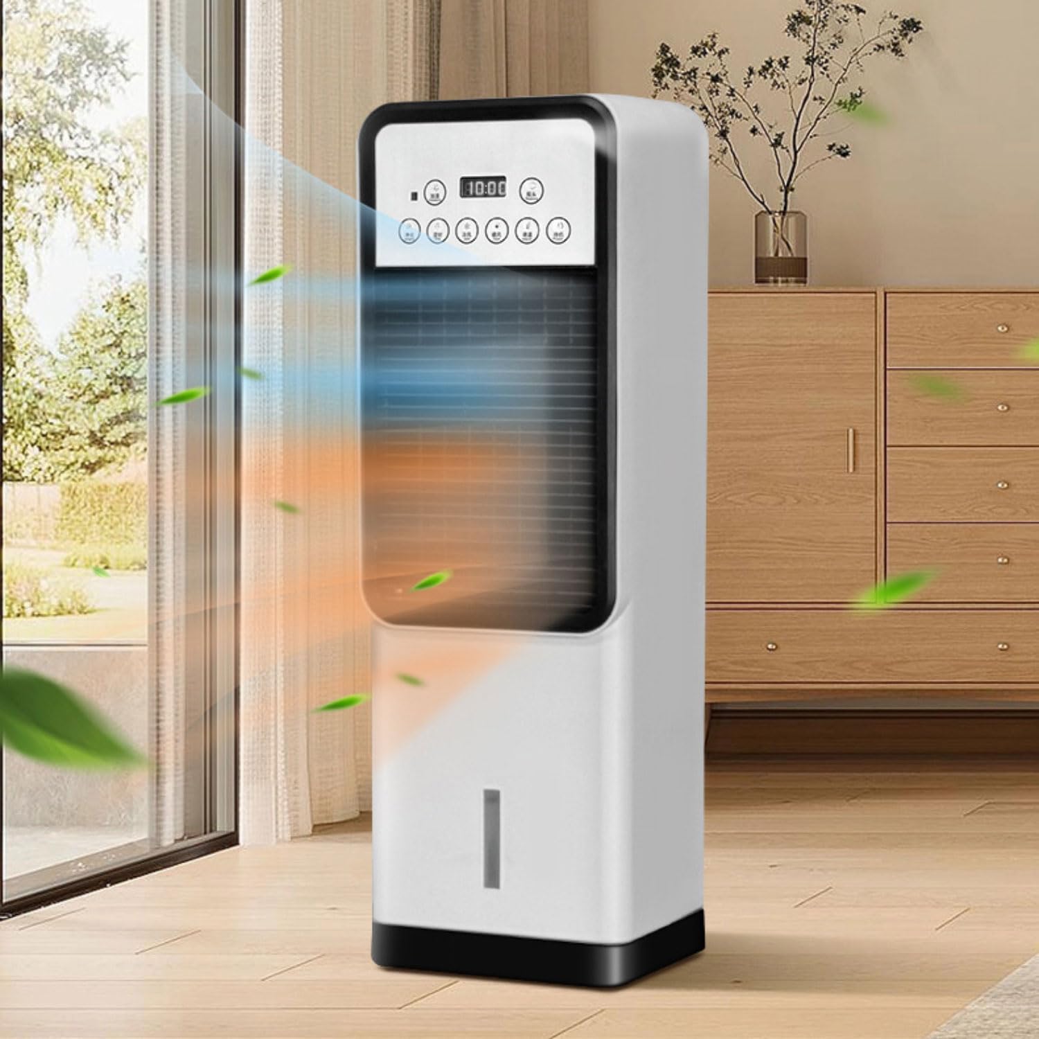 GENERIC Refroidisseur D'air Par évaporation – Ventilateur Tour De Refroidissement Portable Avec Réservoir D'eau De 3 L, Blocs De Glace, Télécommande Et 3 Vitesses Pour Chambre à Coucher