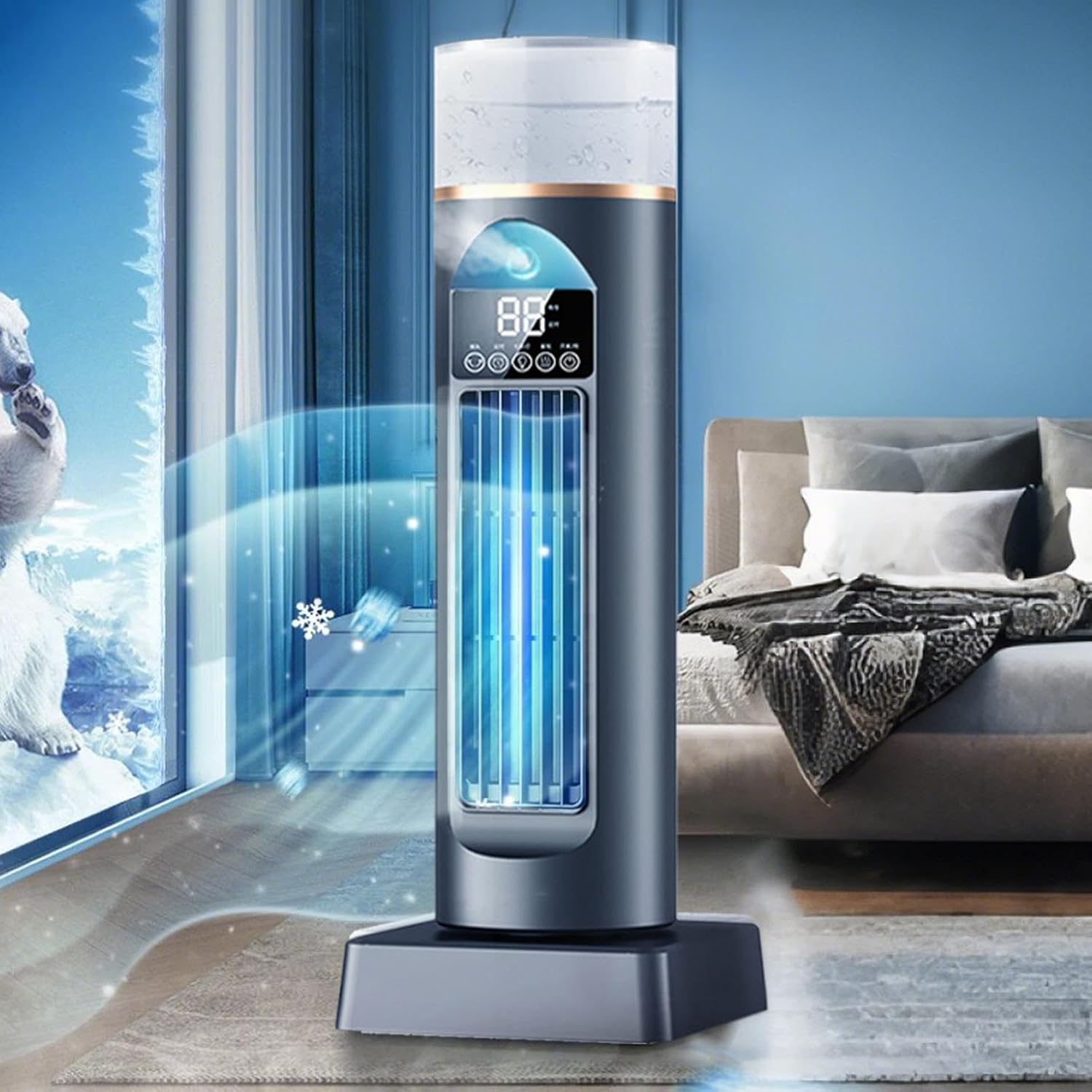 Ventilateur D'air Froid – Climatiseur Portable | Humidificateur à Vitesses Réglables, Refroidisseur D'espace Personnel Portable Pour La Maison, La Chambre, Le Salon, Le Garage, Le Camping