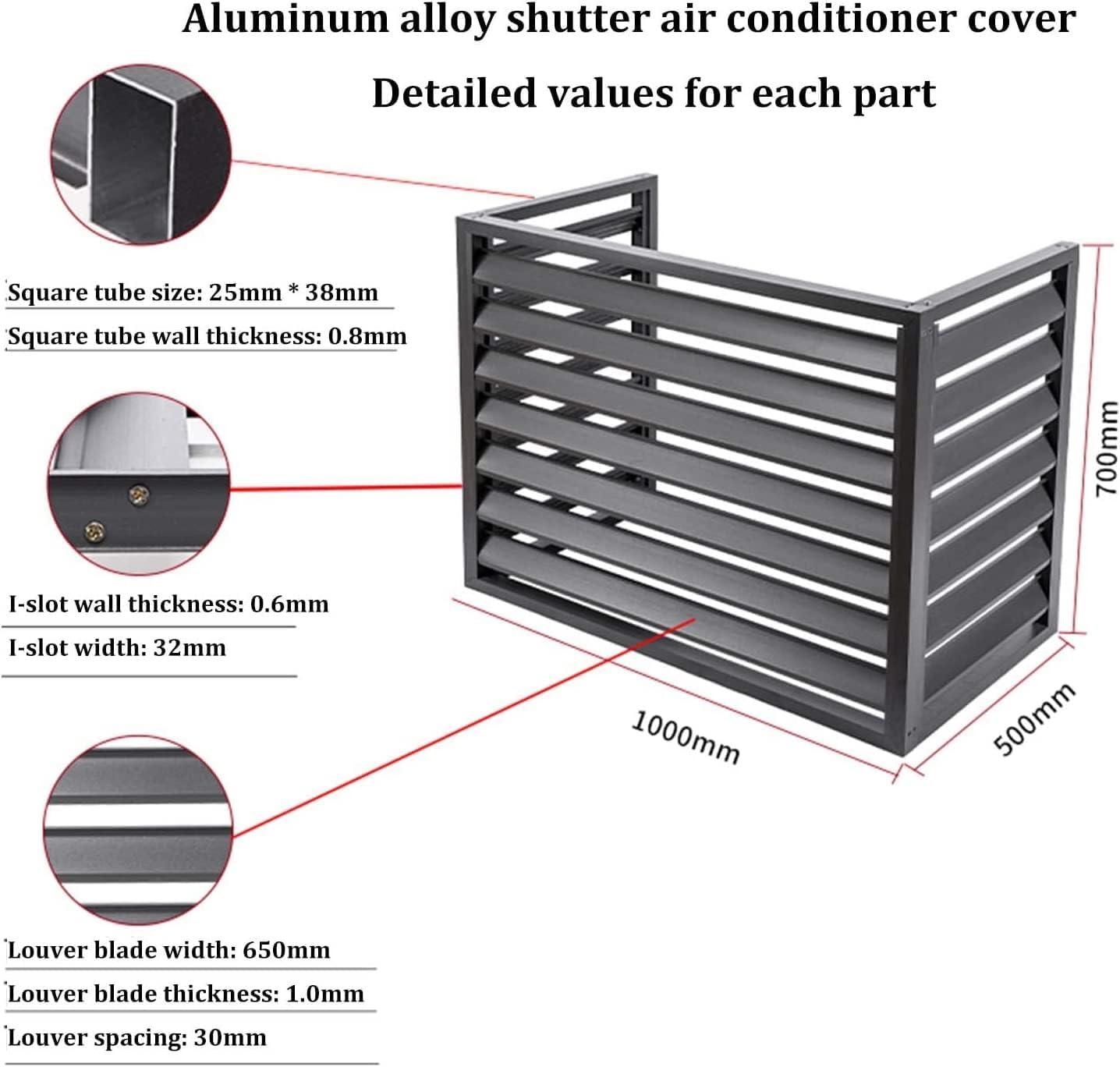  Couverture De Climatiseur De Fenêtre Extérieure, Couverture De Protection Résistante Aux Intempéries En Aluminium For Les Unités Extérieures, Écran De Confidentialité For Stores De Jardin (Color : Wh