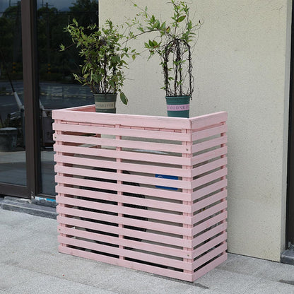 GENERIC Housse De Protection Pour Climatiseur D'extérieur En Bois Massif Avec Persiennes Et Support De Fleurs 105 X 45 X 95 Cm, Résistante Aux Intempéries Et Design Pour Jardin Et Terrasse