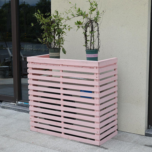 GENERIC Housse De Protection Pour Climatiseur D'extérieur En Bois Massif Avec Persiennes Et Support De Fleurs 105 X 45 X 95 Cm, Résistante Aux Intempéries Et Design Pour Jardin Et Terrasse