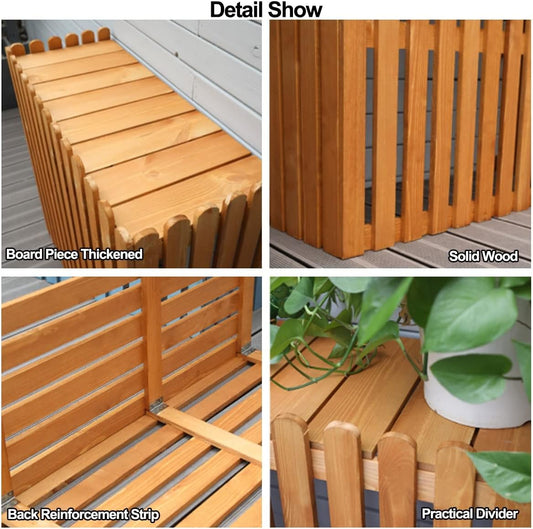  Housse Résistante Aux Intempéries Pour Climatiseur – Étagère De Rangement Décorative En Bois Massif Pour Unité Extérieure – 9 Couleurs – Protection Pour Unité De Condensation, Support De Fleurs Et