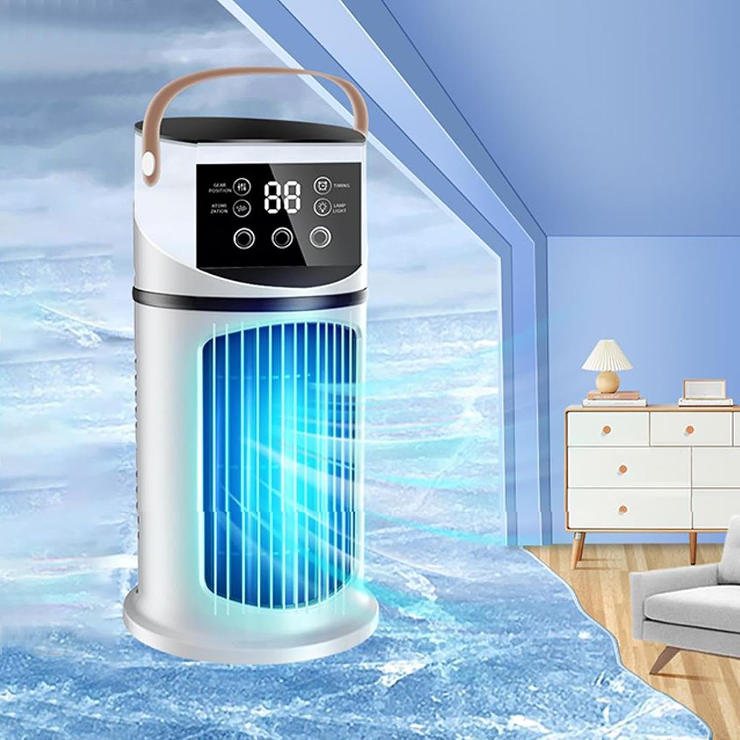  Ventilateur Climatiseur Mobile, 2 Modes Et 9 Vitesses Climatiseur Mobile Silencieux Portable Rafraîchisseur D'air, Refroidisseur Par Évaporation Mini Climatiseurs Portable Pour Chambre Bureau Voiture