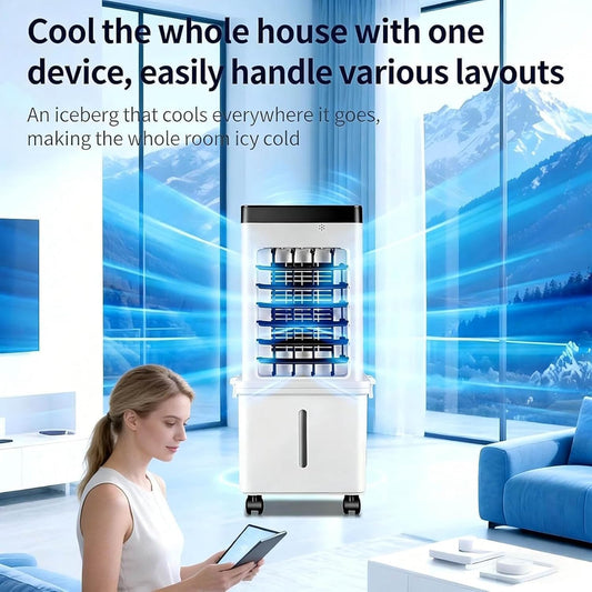 GENERIC Ventilateur De Climatiseur Portable, Ventilateur De Refroidisseur D'air évaporatif 10L Avec 3 Vitesses, Ventilateur à Faible énergie D'économie D'espace Avec Roues Pour Le Bureau à Domicile Et La Cham