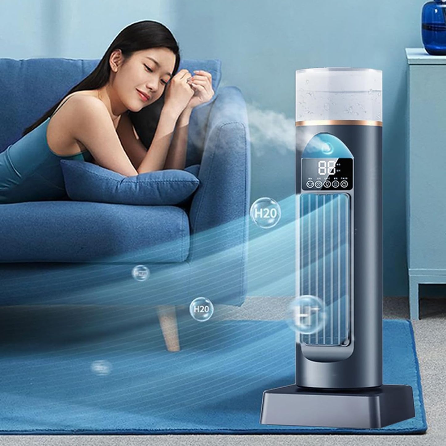  Ventilateur D'air Froid – Climatiseur Portable | Humidificateur à Vitesses Réglables, Refroidisseur D'espace Personnel Portable Pour La Maison, La Chambre, Le Salon, Le Garage, Le Camping