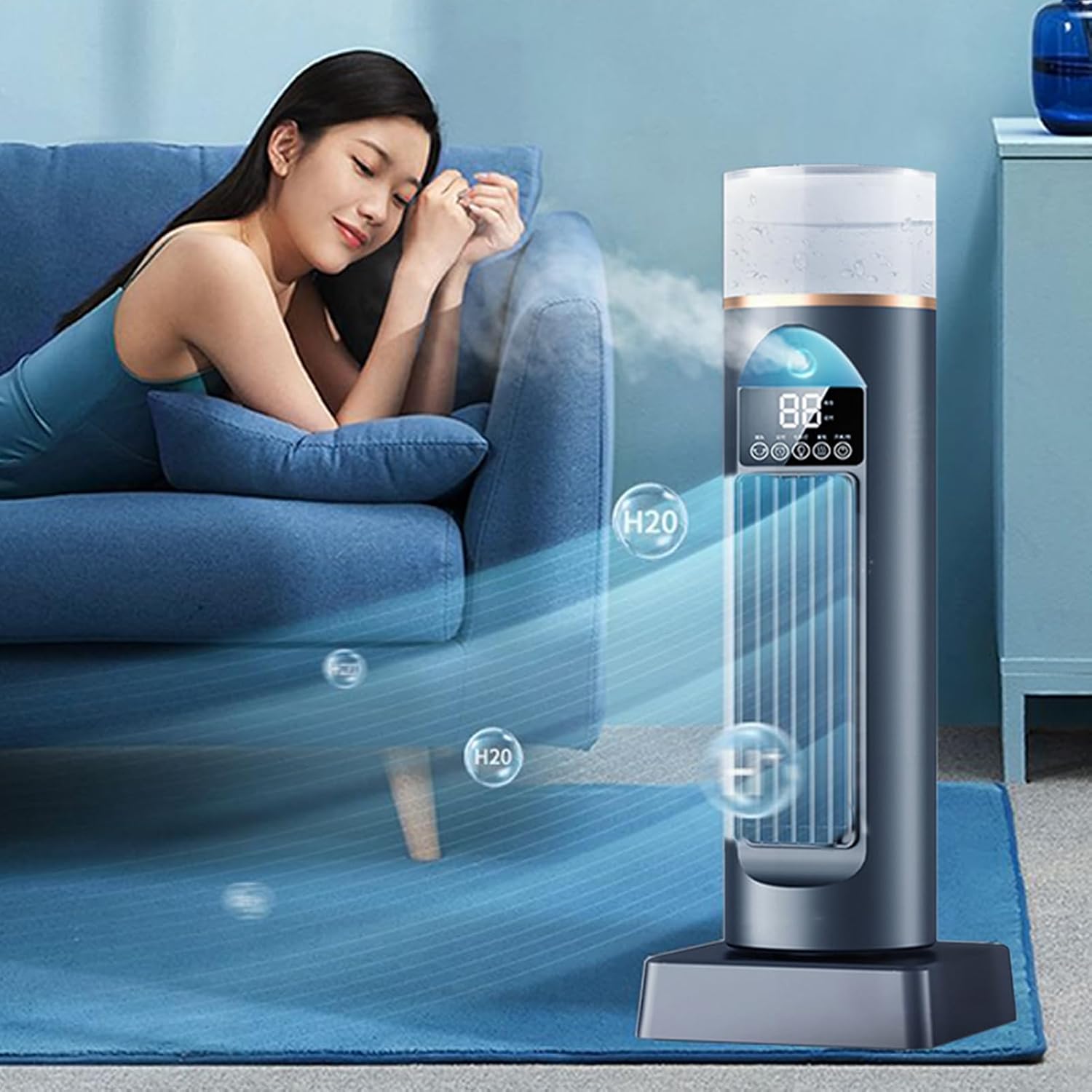  Ventilateur D'air Froid – Climatiseur Portable | Humidificateur à Vitesses Réglables, Refroidisseur D'espace Personnel Portable Pour La Maison, La Chambre, Le Salon, Le Garage, Le Camping
