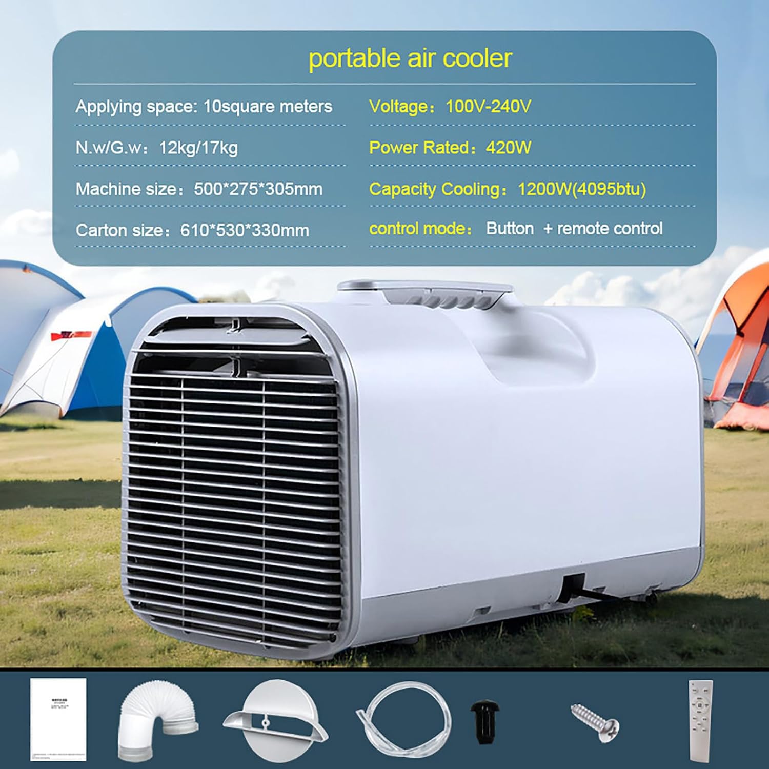 GENERIC Climatiseur Portable 4800 Btu - Unité Ac Compacte 4-en-1 & Déshumidificateur Pour Caravanes, Camping, Camping-car & Tente