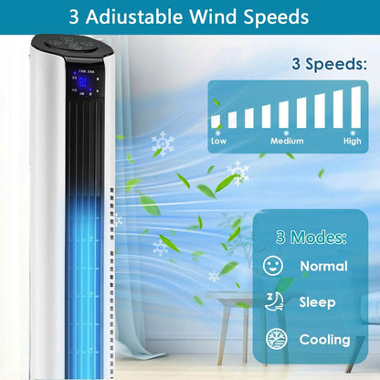 GENERIC Ventilateur De Tour Puissant Avec Télécommande, Refroidisseur D'air à Moteur à 3 Vitesses DC, Ventilateur De Refroidissement Portable Oscillant à 60 °, Minuterie 12H Pour La Salle De Bureau à Chambre