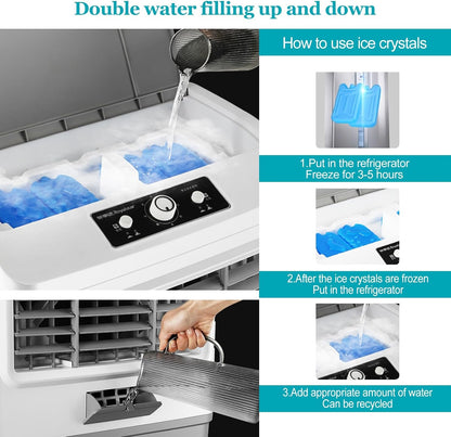 GENERIC Glacière Portable Pour Climatiseur Avec Réservoir D'eau De 50 L, Ventilateur à 3 Vitesses, Oscillation à 120°, 4 Blocs De Glace Inclus