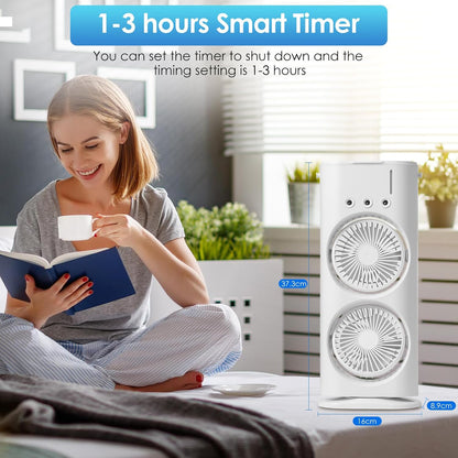  Climatiseur Mobile Rafraîchisseur D’Air, Mini Climatiseur 4 En 1, Ventilateur USB Avec 3 Vitesses & 3 Modes Brume, Refroidisseur D’Air Silencieux Avec LED 7 Couleurs Pour Bureau, Maison