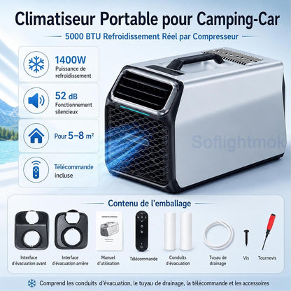 Climatiseur Portable 220v Avec Déshumidificateur Pour Été Silver-220V | Conçu Pour Les Escapades D’été, Les Chalets, Ateliers Et Petites Pièces Nécessitant Un Vrai Refroidissement.