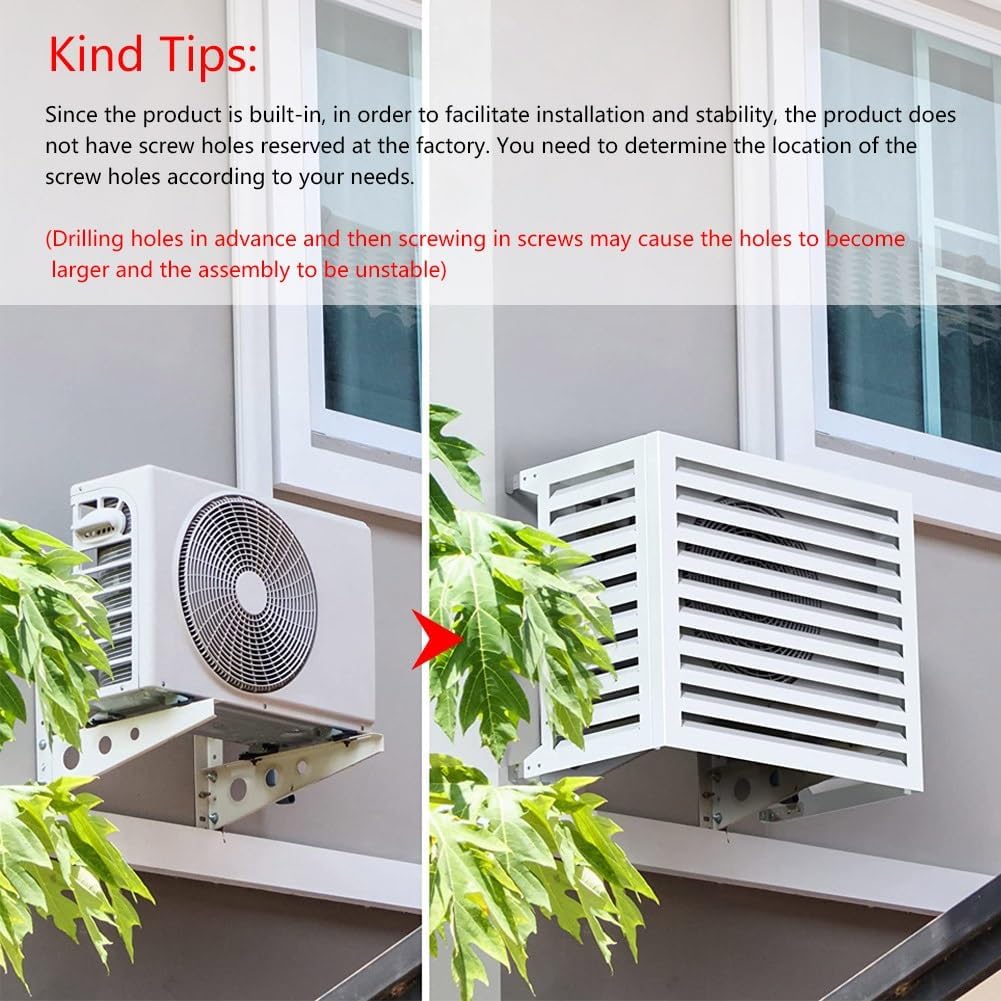  Housse De Protection En Aluminium Pour Climatiseur Intérieur Et Extérieur, Support De Pot De Fleurs, 100 X 50 X 70 Cm Et 110 X 60 X 80 Cm, Résistant Aux Intempéries, Blanc