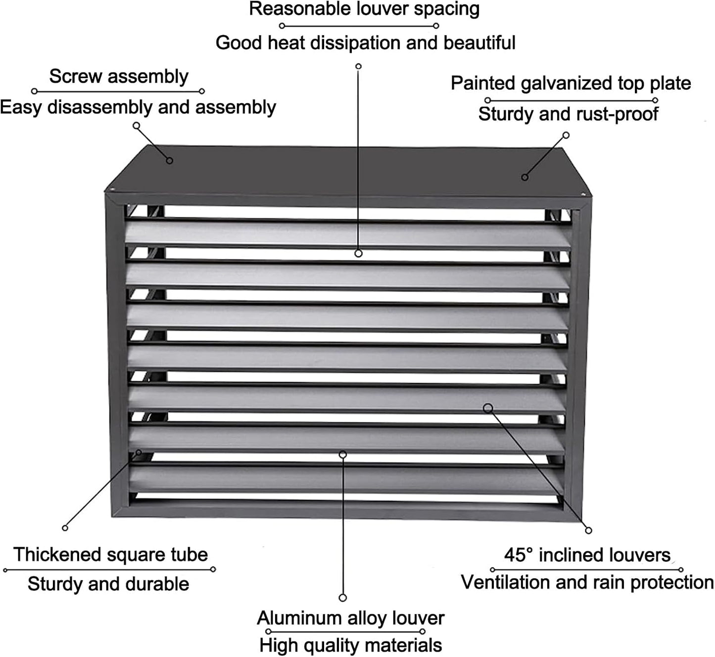  Housse De Protection En Aluminium Pour Climatiseur Et Pompe à Chaleur, Résistante Aux Intempéries, Blanc Et Gris, Taille 100 – Idéal Pour Toutes Les Saisons